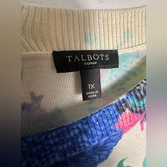Talbots Soft Knit Butterflies Floral Back Button Up Cardigan Colorful Size 1X - Picture 7 of 14